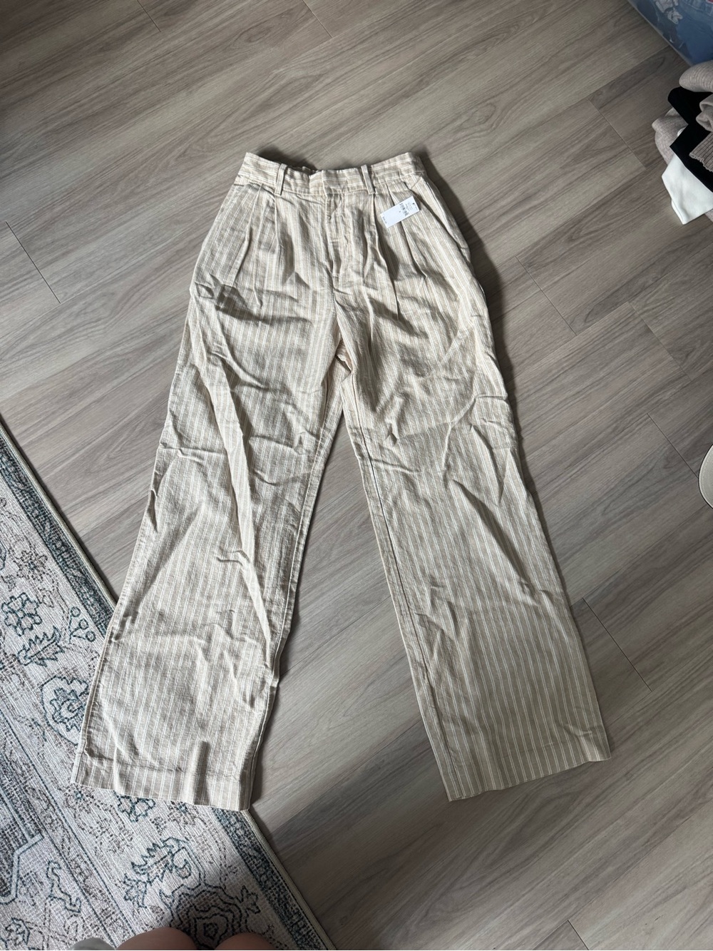 GAP Beige Striped Linen Trousers